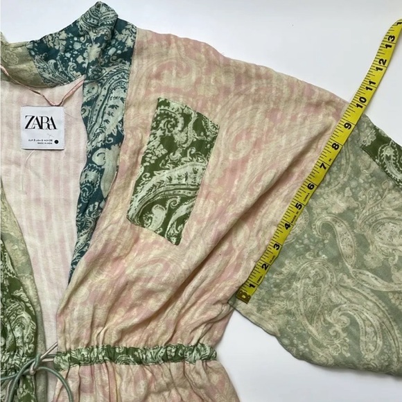 NWT ZARA The Celia Printed Kimono Tassel Side Slits Patch Pockets Oversize Sz S - Picture 11 of 16